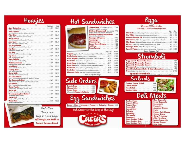 Cacia's Bakery - Hammonton, NJ menu_pic