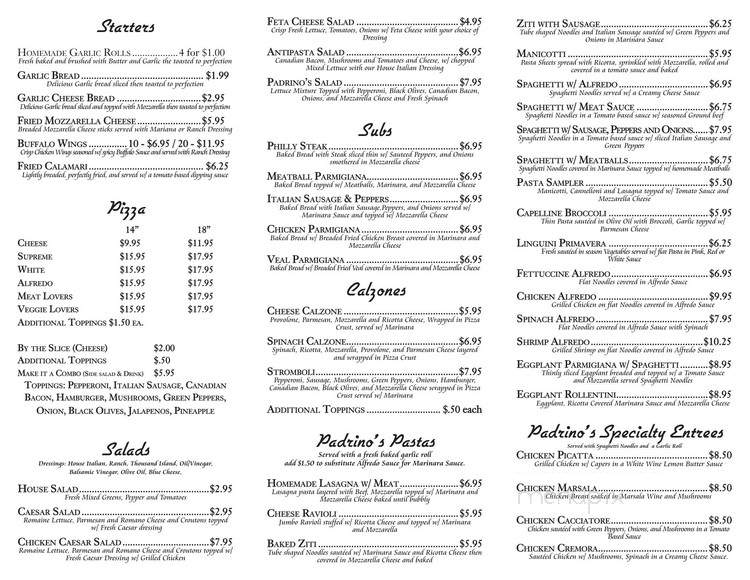 Padrino's Brick Oven Pizza - Fairfield, TX menu_pic