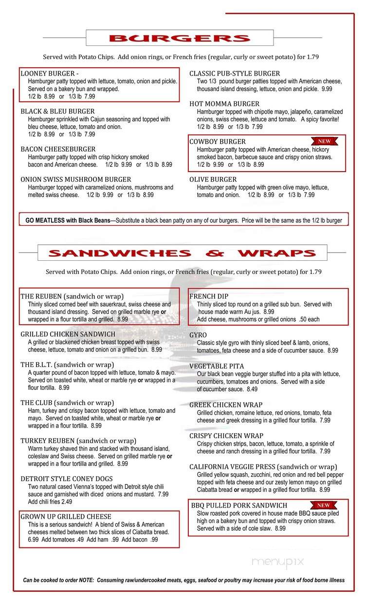 Northern Lights Recreation - Harbor Springs, MI menu_pic