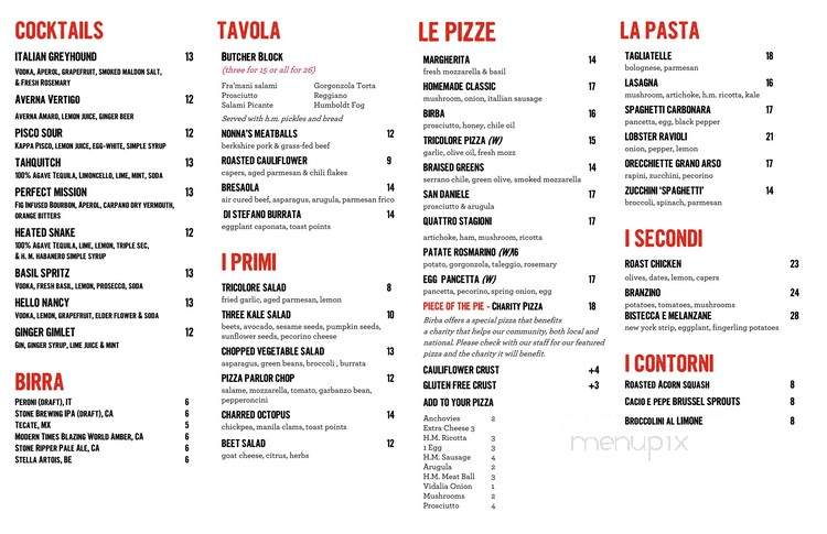Birba - Palm Springs, CA menu_pic