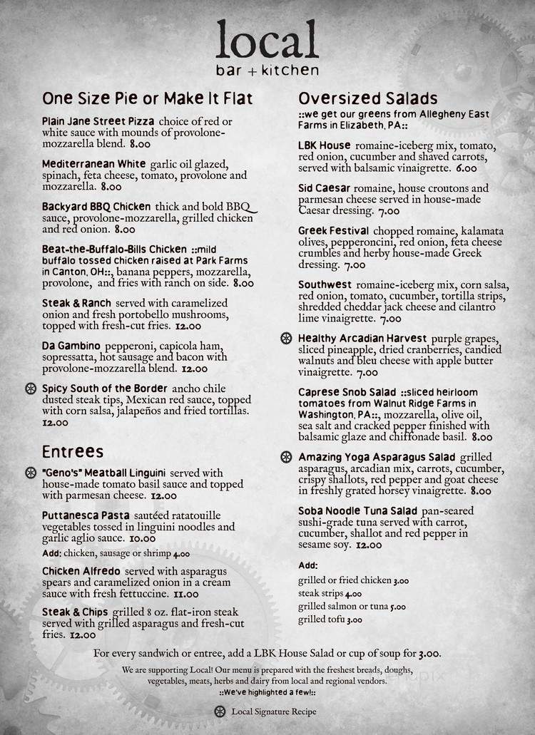 Local Bar and Kitchen - Pittsburgh, PA menu_pic