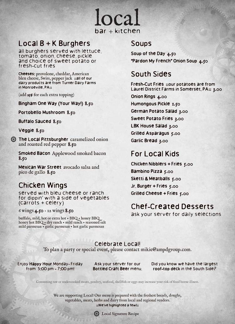 Local Bar and Kitchen - Pittsburgh, PA menu_pic