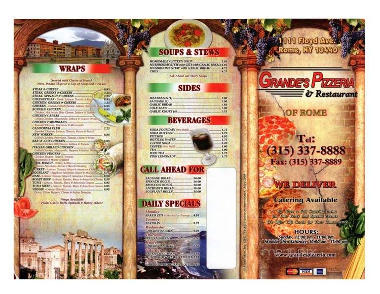 Grande's Pizzeria - Rome, NY menu_pic