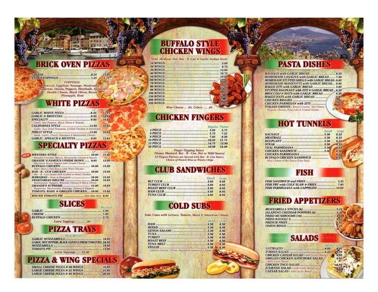Grande's Pizzeria - Rome, NY menu_pic