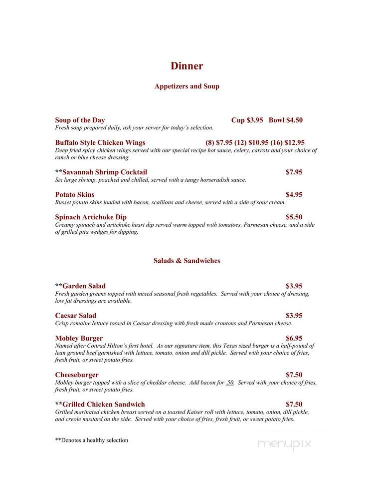 The American Grill: Hilton Garden Inn Savannah Mid... - Savannah, GA menu_pic