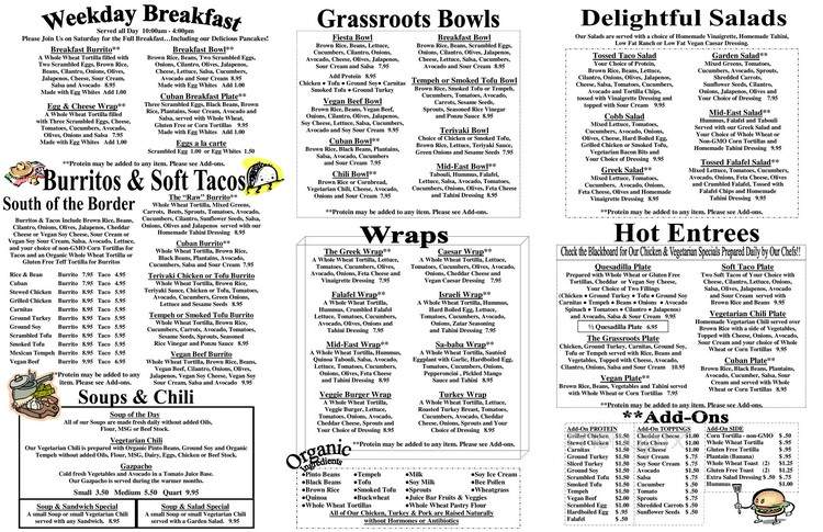 Grassroots Natural Market Kitchen - South Pasadena, CA menu_pic