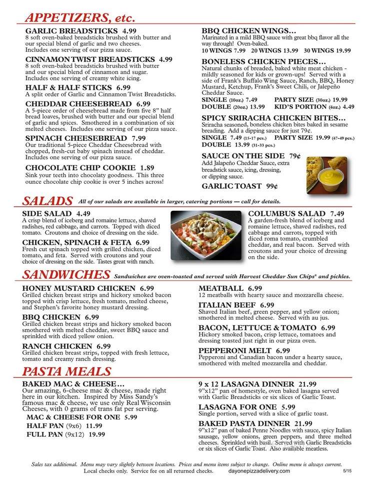 Day One Pizza - Sun Prairie, WI menu_pic