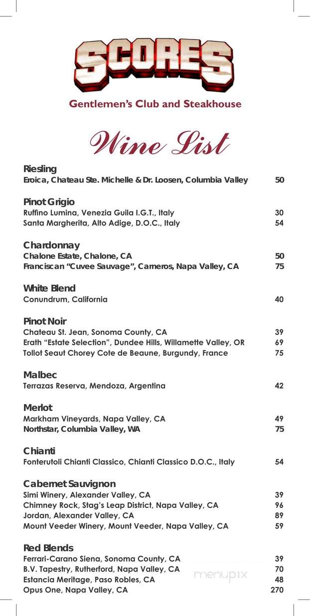 Scores Gentlemen's Club and Steakhouse of Tampa Ba... - Tampa, FL menu_pic