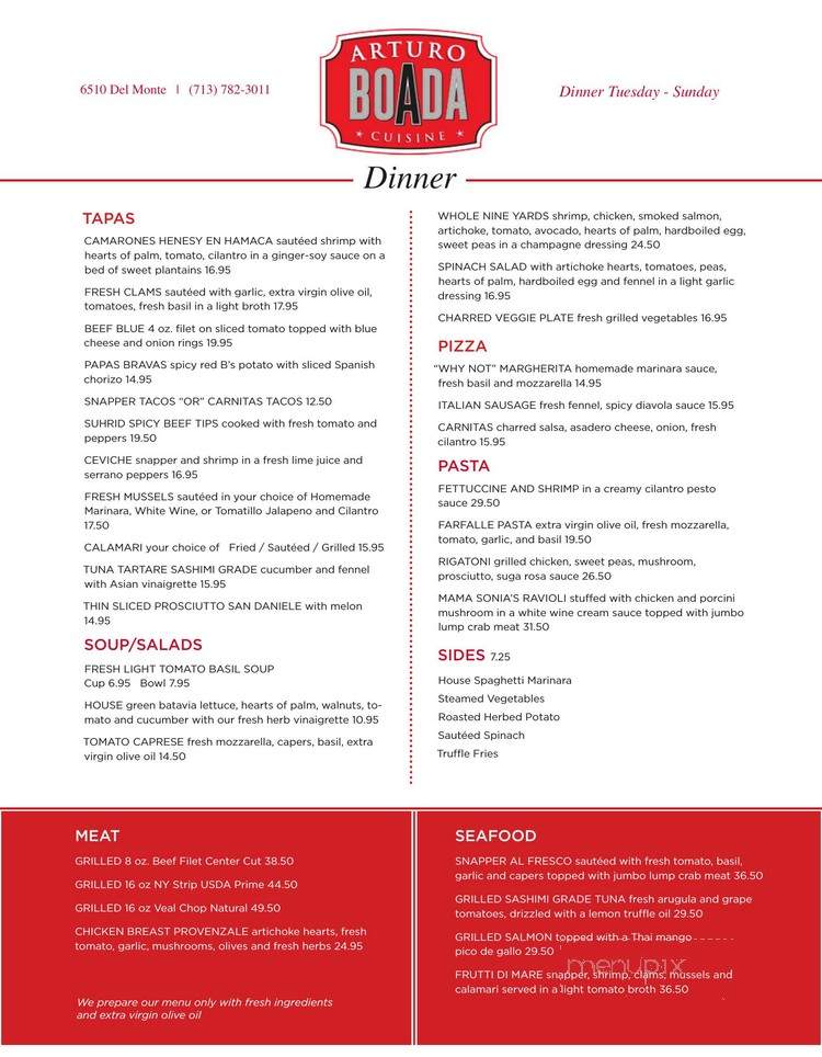 Arturo Boada Cuisine - Houston, TX menu_pic