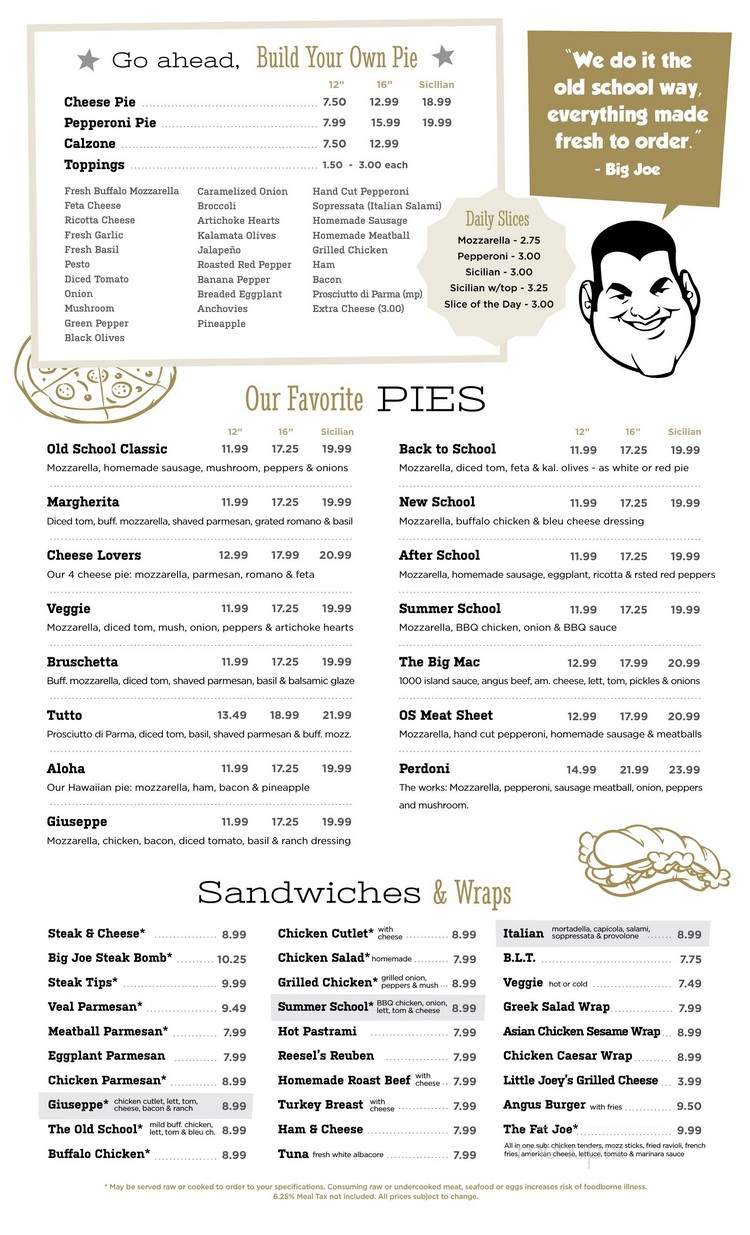 Old School Pizza - Wellesley, MA menu_pic
