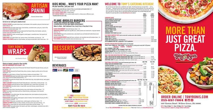 Tony Roni's Willow Grove - Willow Grove, PA menu_pic