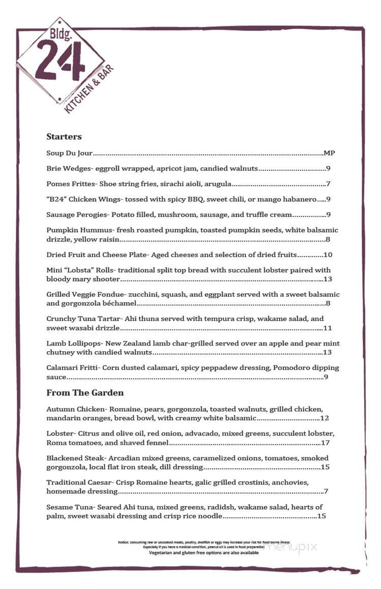 Building 24 Kitchen Bar - Wyomissing, PA menu_pic