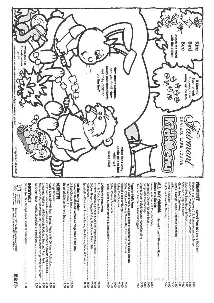 Poppy Brasserie - Lake Louise, AB menu_pic
