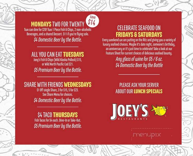 Joey's Seafood Restaurants - Red Deer, AB menu_pic