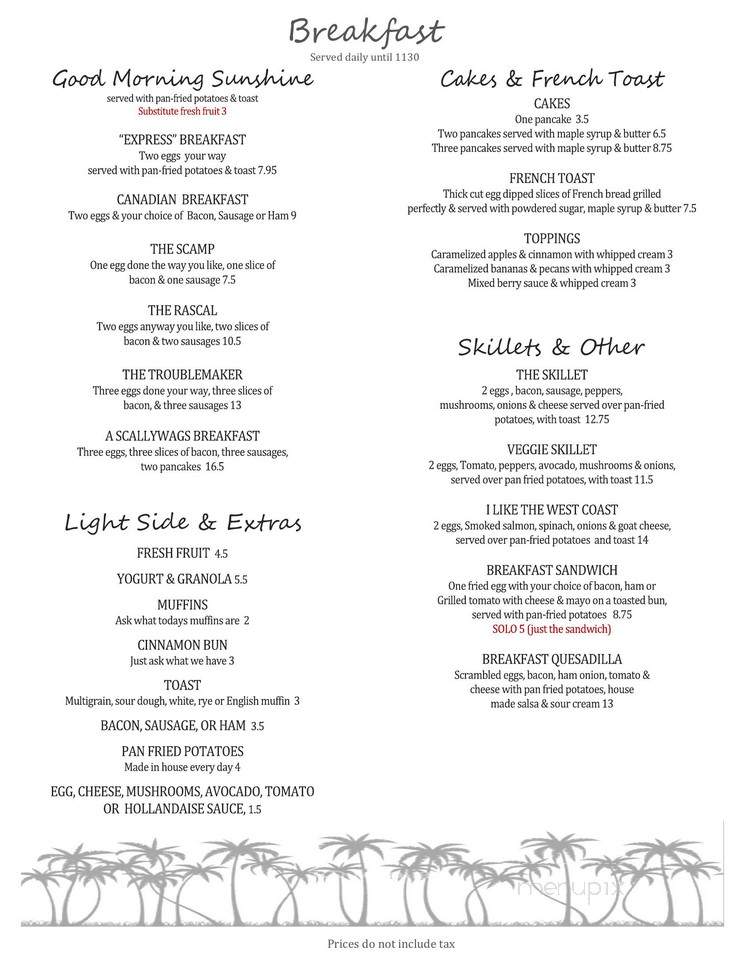 Splash Bar Grill - Victoria, BC menu_pic