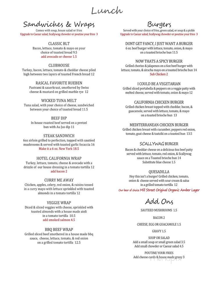 Splash Bar Grill - Victoria, BC menu_pic