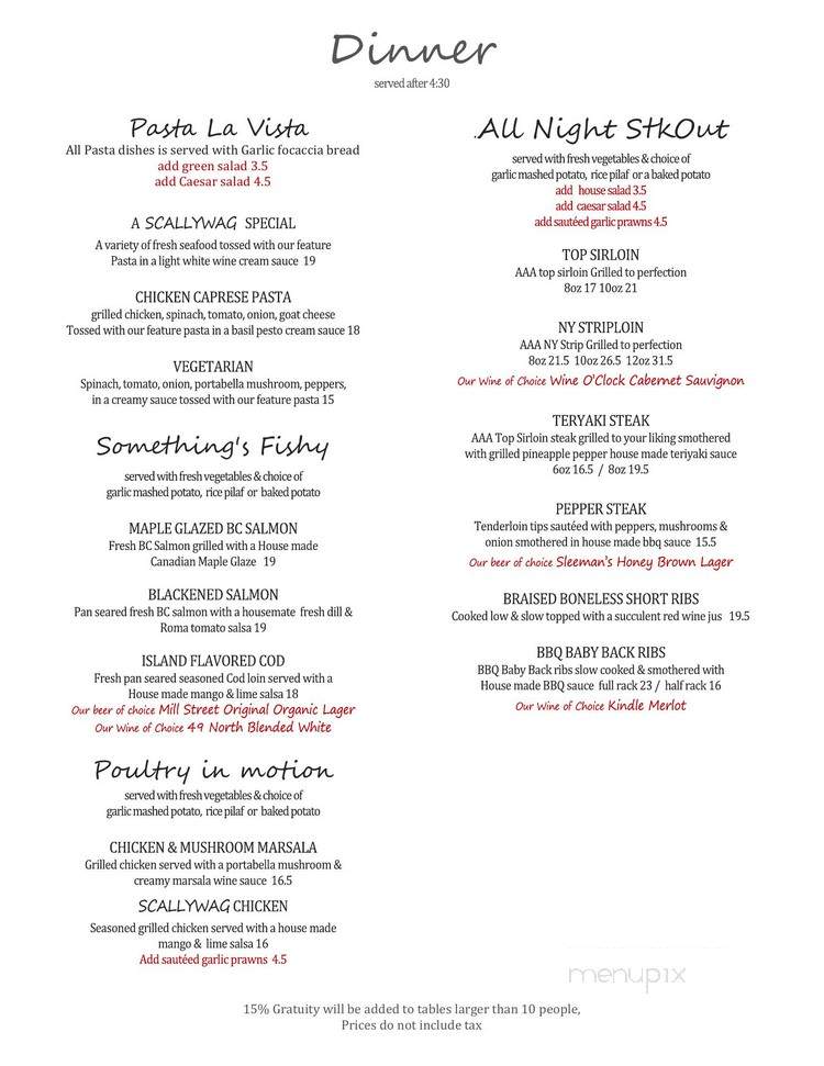 Splash Bar Grill - Victoria, BC menu_pic