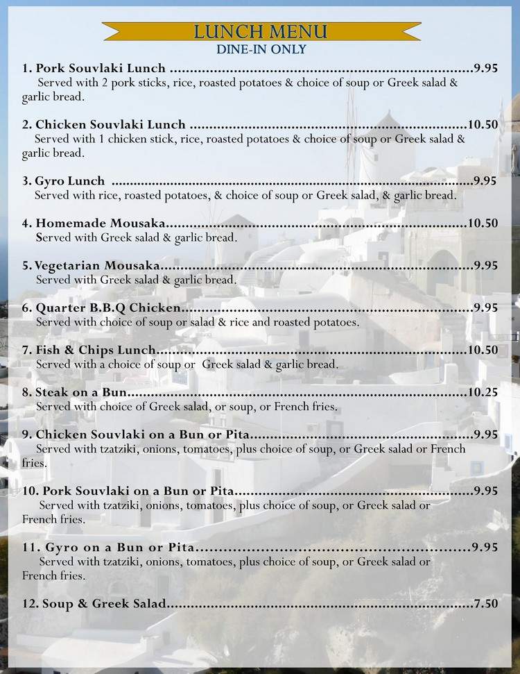 Milos Greek Restaurant - Pickering, ON menu_pic