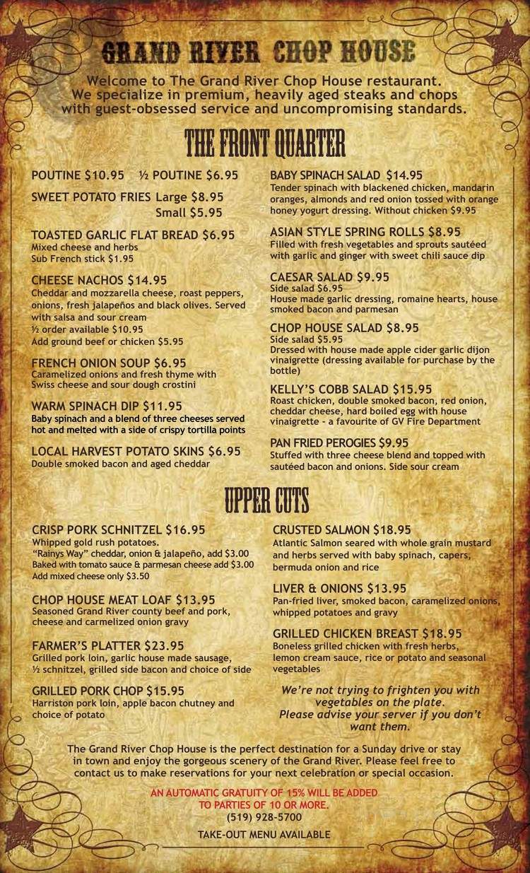 Grand River Chop House - Brampton, ON menu_pic