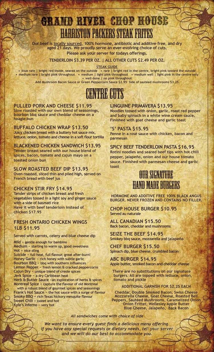 Grand River Chop House - Brampton, ON menu_pic