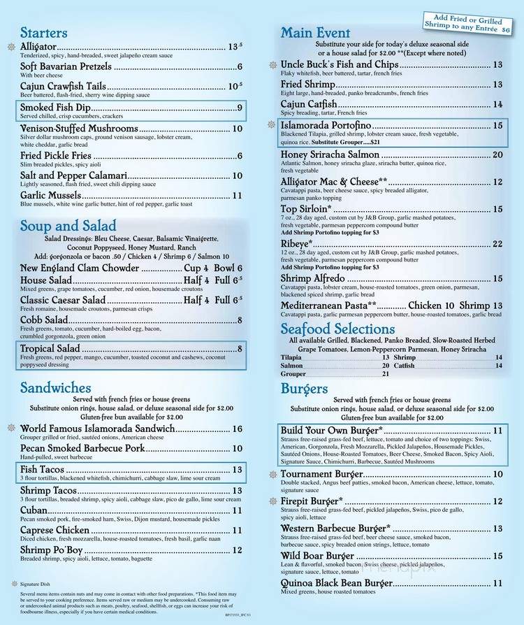 Islamorada Fish Company - San Antonio, TX menu_pic