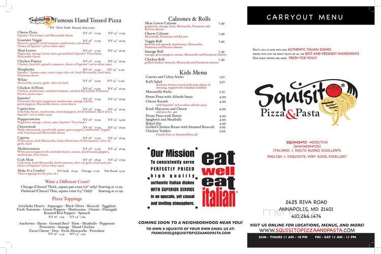 Squisito - Annapolis, MD menu_pic