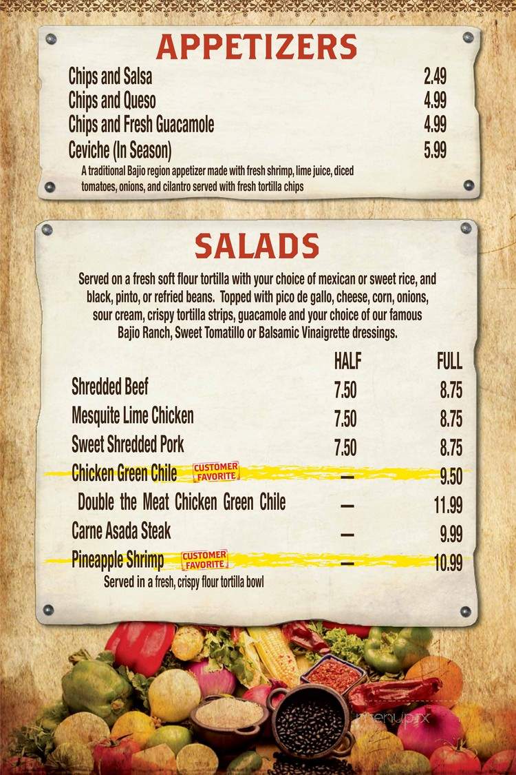 Bajio - Provo, UT menu_pic