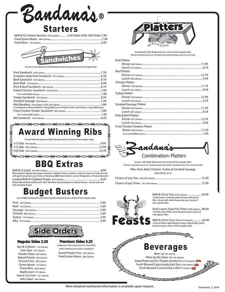 Bandana's Bar-B-Q - Bloomington, IL menu_pic