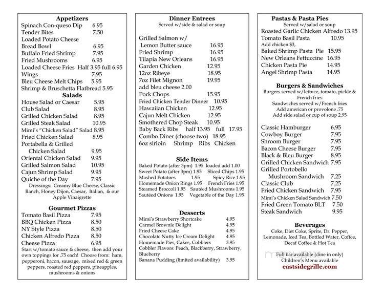 Eastside Grille - Montgomery, AL menu_pic