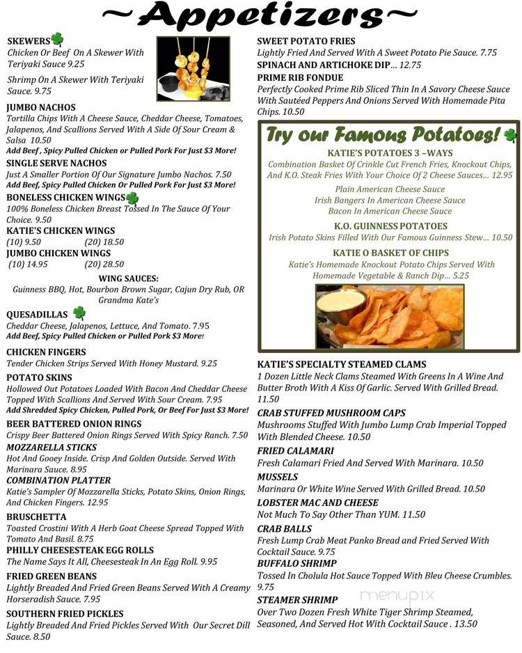 Katie O'Donnell's Irish Pub - Philadelphia, PA menu_pic