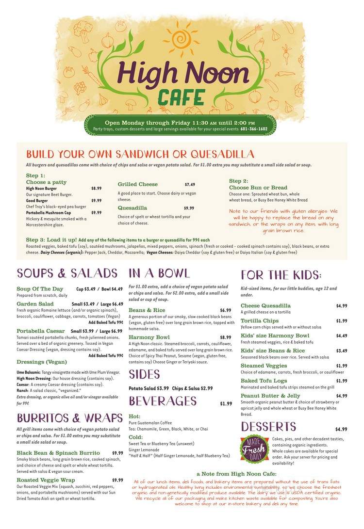 High Noon - Jackson, MS menu_pic