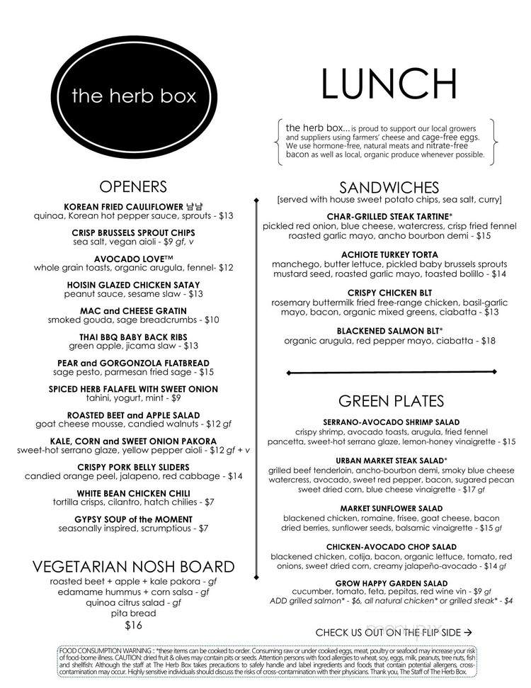 The Herb Box - Scottsdale, AZ menu_pic