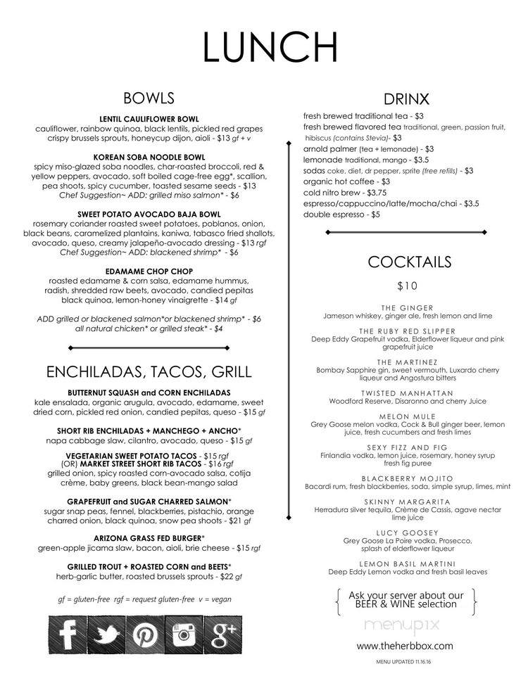 The Herb Box - Scottsdale, AZ menu_pic