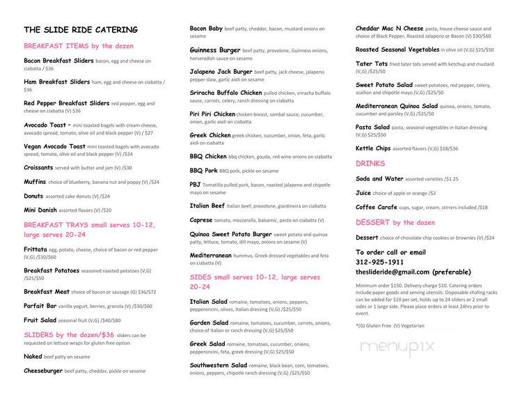 The Slide Ride - Chicago, IL menu_pic