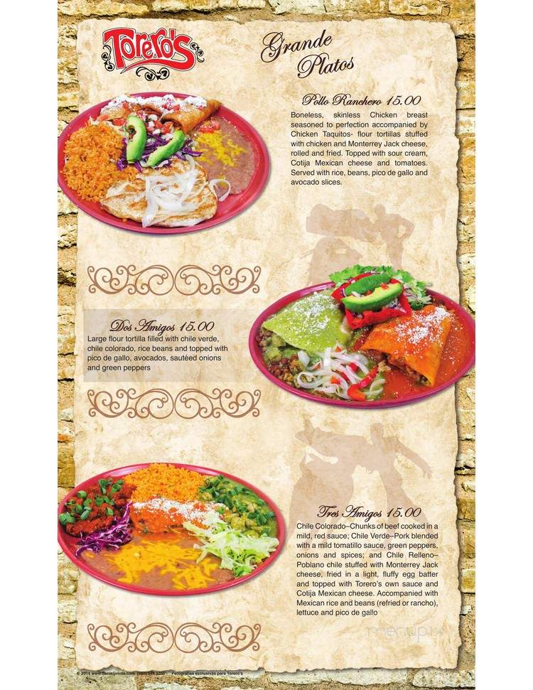 Toreros Mexican Restaurant - Douglasville, GA menu_pic