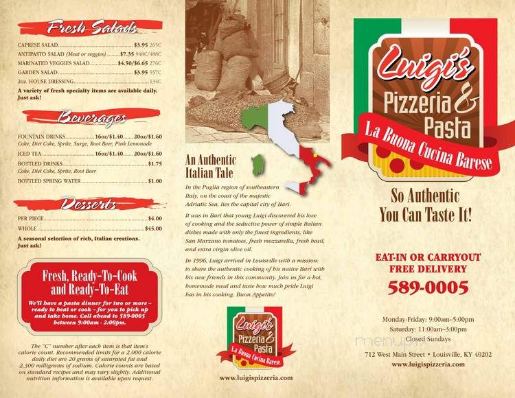 Luigi's Pizzeria - Louisville, KY menu_pic