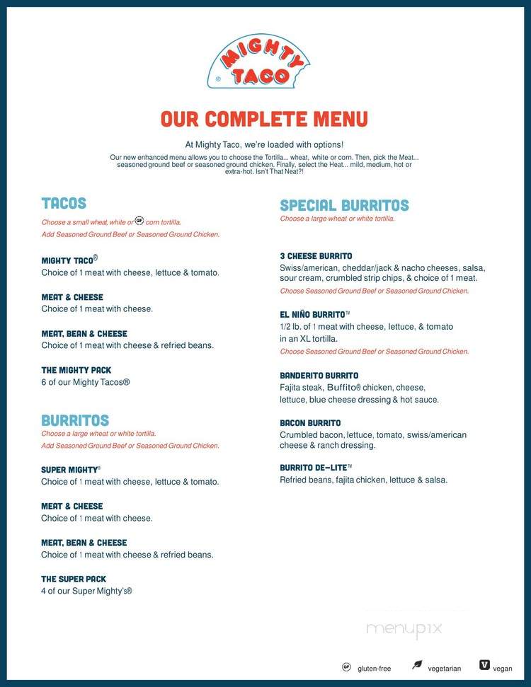 Mighty Taco - Buffalo, NY menu_pic