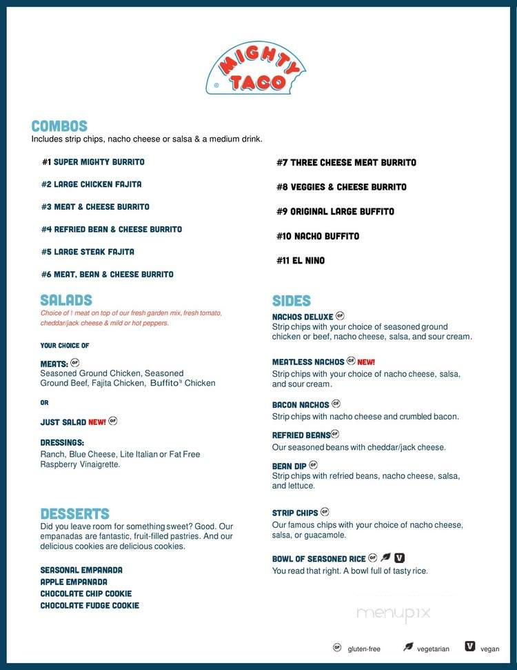 Mighty Taco - Buffalo, NY menu_pic