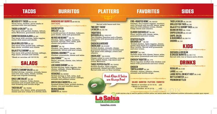 La Salsa - Santa Barbara, CA menu_pic