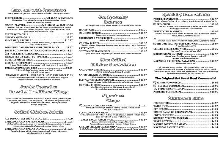 Loose Moose Saloon and Conference Center - Mankato, MN menu_pic