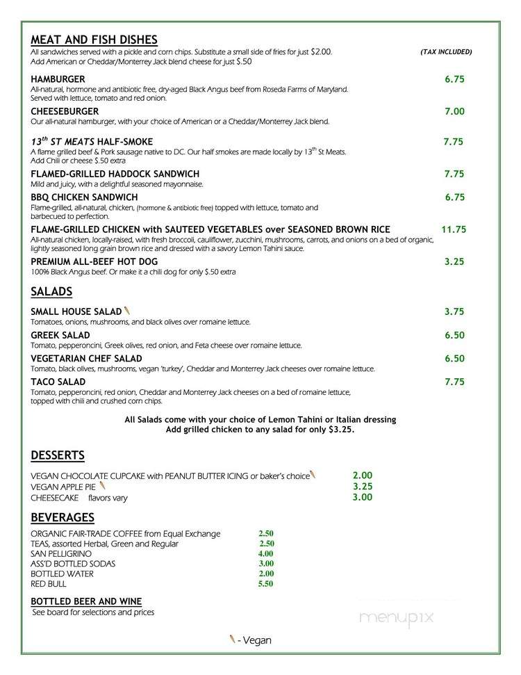 Food For Thought - Washington, DC menu_pic