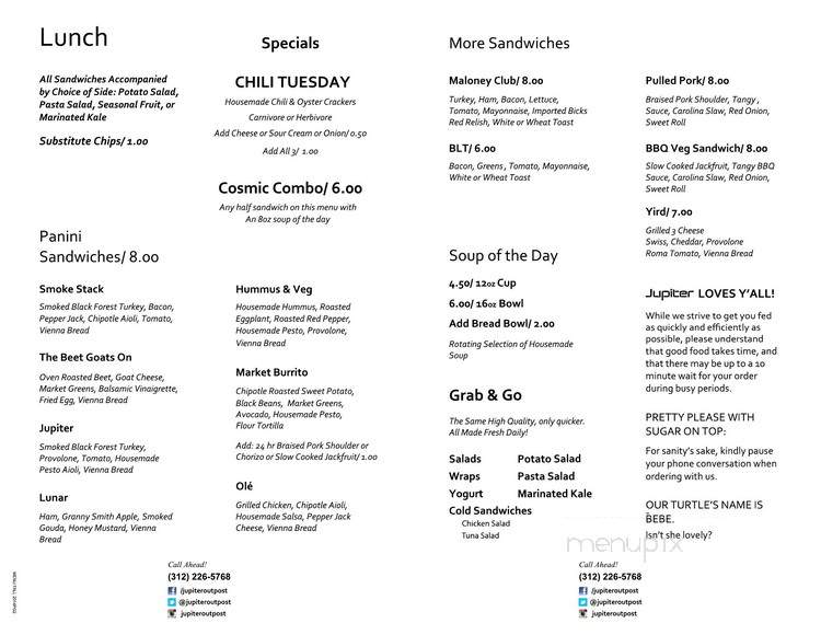 Jupiter Outpost - Chicago, IL menu_pic