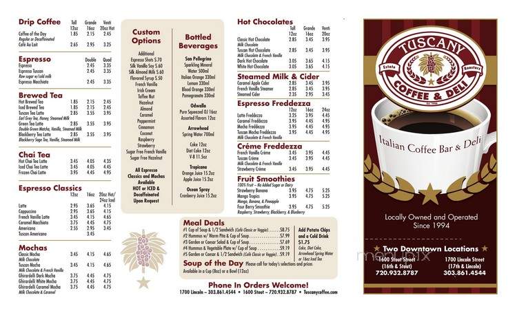 Tuscany Coffee and Deli - Denver, CO menu_pic