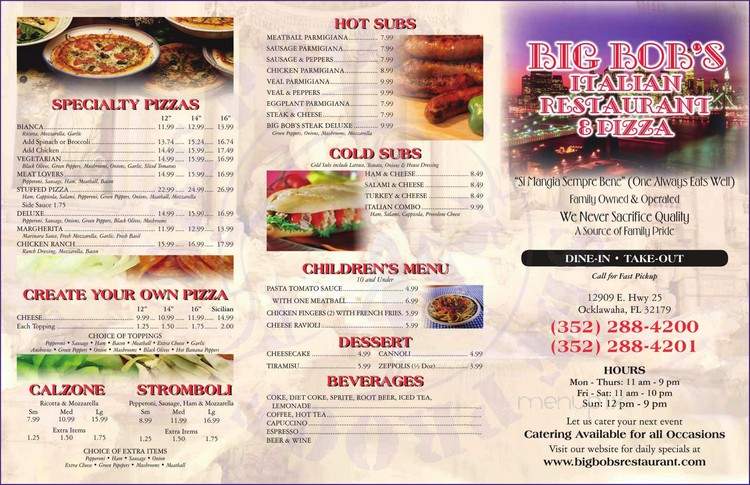 Big Bob's Restaurant and Pizza - Ocklawaha, FL menu_pic