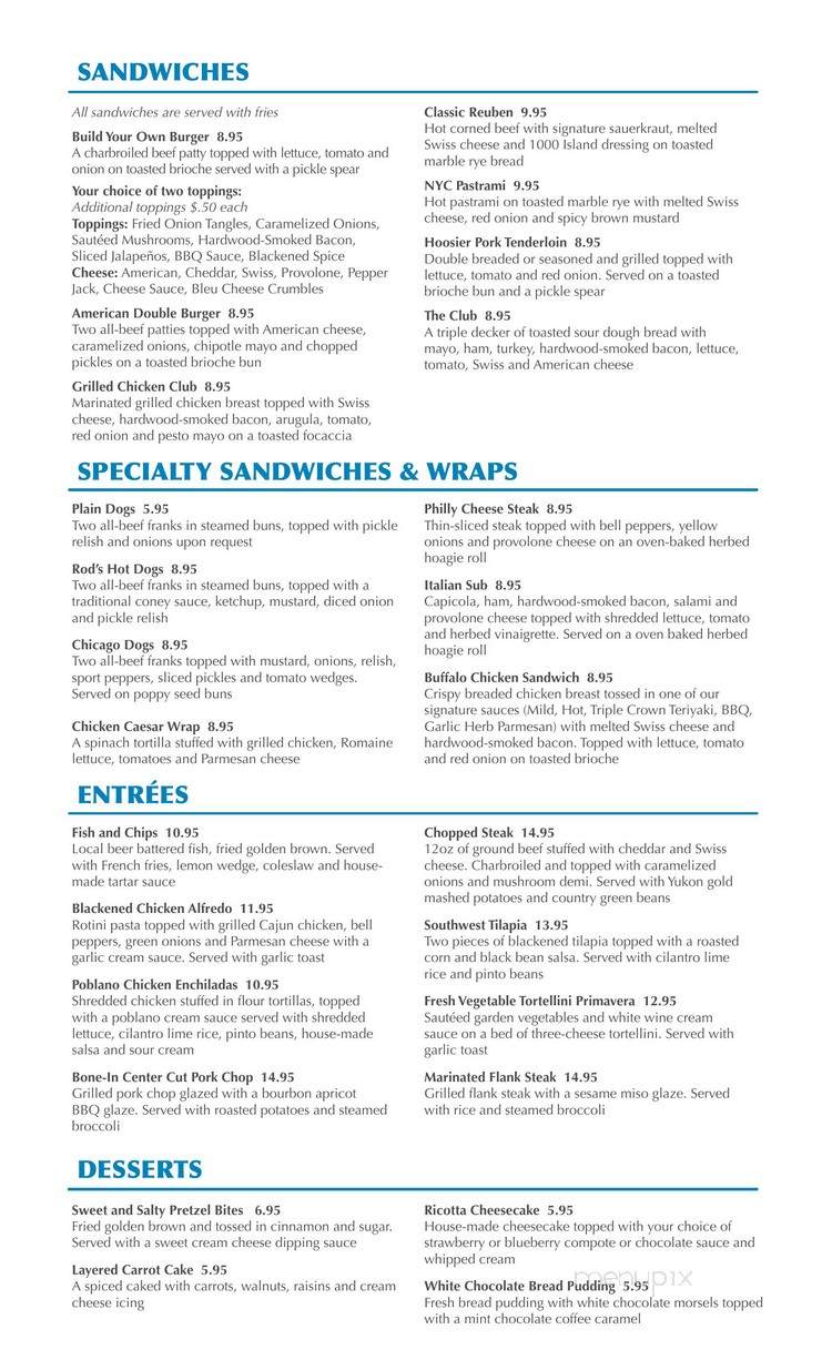Hoosier Park's Winner's Circle Pub, Grille OTB - Indianapolis, IN menu_pic