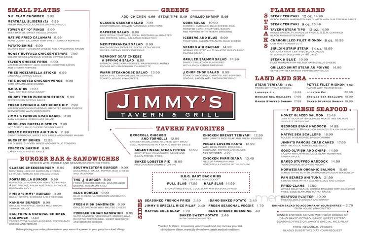 Jimmy's Tavern and Grill - Shrewsbury, MA menu_pic