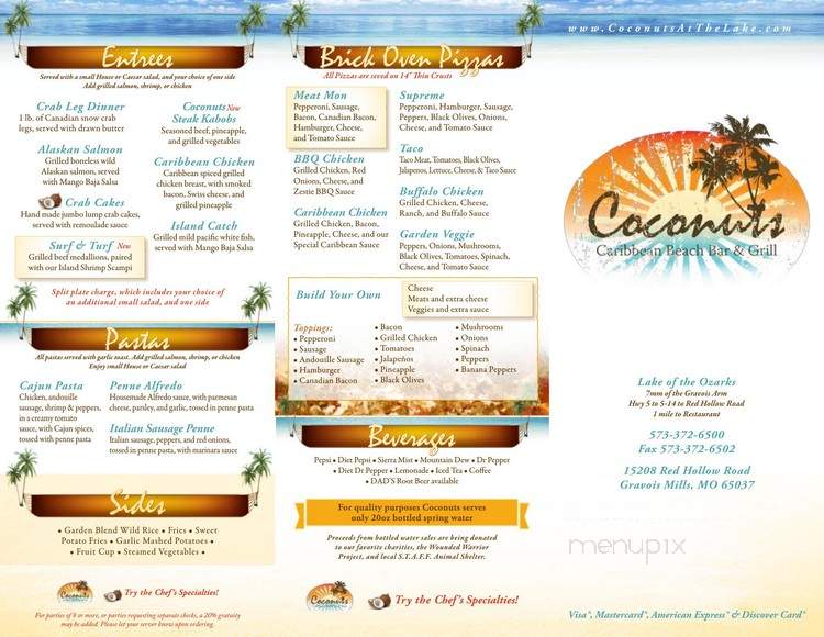 Coconuts Caribbean Beach Bar Grill - Gravois Mills, MO menu_pic
