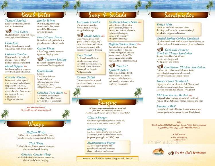 Coconuts Caribbean Beach Bar Grill - Gravois Mills, MO menu_pic