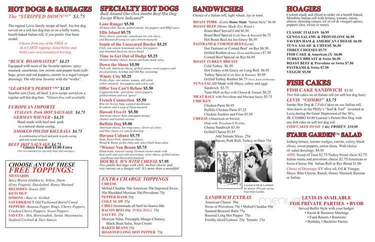 Levis Hot Dogs & Sandwiches - Jenkintown, PA menu_pic