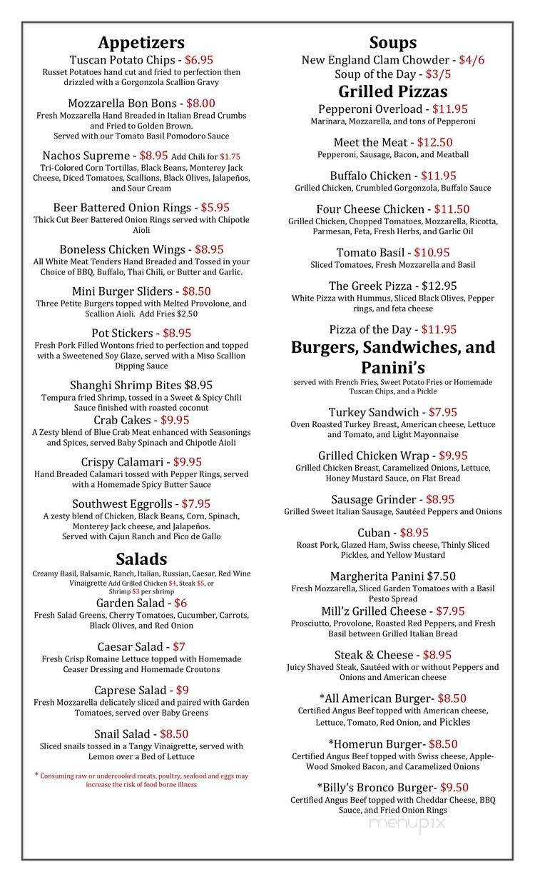 Millonzi's Bar Grille - West Warwick, RI menu_pic